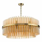 Imani - Natural Brass 16 Light Centre Fitting with Champagne Ribbed Glass image