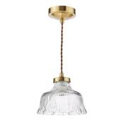 Dar MAU0142 Maude - Natural Brass Pendant with Ribbed Glass image