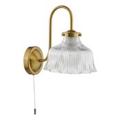 Dar MAU0742 Maude - Natural Brass Wall Lamp with Ribbed Glass image