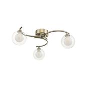Nakita - Antique Brass 3 Light Semi Flush with Double Glass image