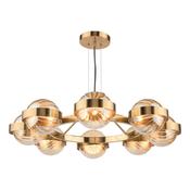 Ophira - Antique Gold 8 Light Centre Fitting with Amber Ribbed Glass image
