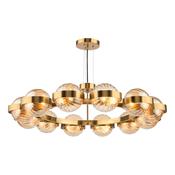 Ophira - Antique Gold 12 Light Centre Fitting with Amber Ribbed Glass image