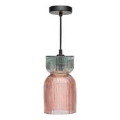 Dar RHU0103 Rhubarb - Black Pendant with Pink  Green Glass