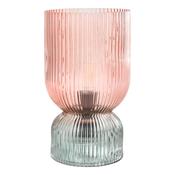 Dar RHU4203 Rhubarb - Pink  Green Ribbed Glass Table Lamp