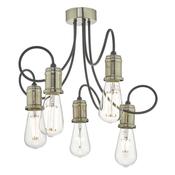 Dar ALZ5475 Alzbet - Antique Brass &amp; Black 5 Light Centre