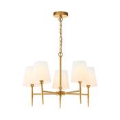 Shandon - Matt Brass 5 Light Centre Fitting with White Shade image