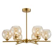 Genoa - Matt Brass 6 Light Semi Flush with Dimpled Amber Glasses image