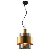 Mela - Black &amp; Matt Brass Pendant with Smoked Glass image