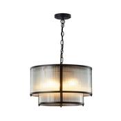 Carter - Matt Black 4 Light Centre Fitting with Ribbed Glass image