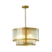 Carter - Painted Gold 4 Light Centre Fitting with Ribbed Glass image