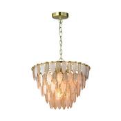 Amberosia - Brass 5 Light Centre Fitting with Amber &amp; Frosted Glass image
