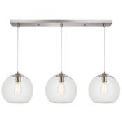 Globe - Chrome 3 Light over Island Fitting with Clear Glass image
