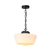 School House - Matt Black Pendant with White Glass IP44 image