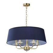 Stylo - Satin Brass 5 Light Centre Fitting with Navy Shade image