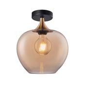 Berkley - Black &amp; Bronze Semi Flush with Amber Glass image