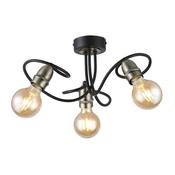 Cork Lighting SF8390/3BL+AB Trias - Black &amp; Antique Brass Semi Flush