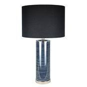 Ocean - Chrome &amp; Blue Glass Table Lamp with Black Shade image