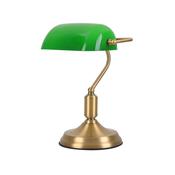 Fold - Brushed Brass Banker Desk Lamp with Green Glass image
