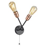 Cork Lighting WB1966/2BL+CP Venus - Black &amp; Copper Wall Lamp