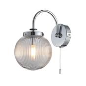 Aura - Polished Chrome Wall Lamp with Clear Ribbed Glass IP44 image