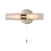 Olivia - Antique Brass 2 Light Wall Lamp with Clear &amp; White Glass image