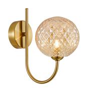 Fado - Satin Brass Wall Lamp with Textured Amber Glass image