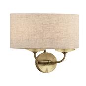 Stylo - Antique Brass 2 Light Wall Lamp with Cream Shade image