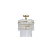 Lara - Brushed Gold 3 Light Semi Flush with Clear Glass Rods image