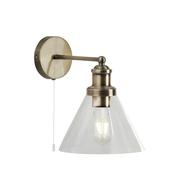 Searchlight-1277AB Pyramid - Clear Glass, Antique Brass Wall Lamp image