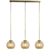 Balls - Amber Glass with Antique Brass 3 Light over Island Fitting image