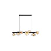 Sunbeam - Black 7 Light over Island Fitting with Clear &amp; Amber Ribbed Glass image