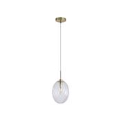 Whirl - Satin Brass Pendant with Clear Swirled Glass image