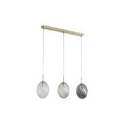 Whirl - Satin Brass 3 Light over Island Fitting with Multicoloured Swirled Glass image