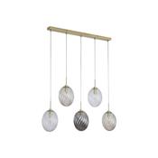 Whirl - Satin Brass 5 Light over Island Fitting with Multicoloured Swirled Glass image