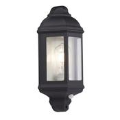Maine - Black &amp; Glass Half Lantern PIR Wall Lamp