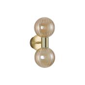 Luminsphere - Brass Wall Lamp with Ribbed Amber Glass IP44 image