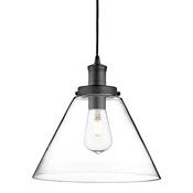 Searchlight 3228BK Pyramid - Clear Glass, Black Pendant image