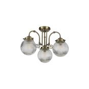 Belvue - Antique Brass 3 Light Semi Flush with Clear Ribbed Glass image