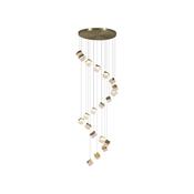 Cuboid - Satin Brass 20 Light LED Cluster Pendant with Clear Cubes image