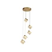 Cuboid - Satin Brass 5 Light LED Cluster Pendant with Clear Cubes image
