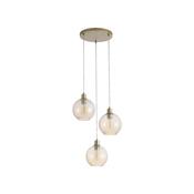Radiance - Matt Gold 3 Light Cluster Pendant with Champagne Swirled Glass