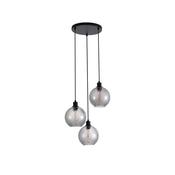Radiance - Matt Black 3 Light Cluster Pendant with Smoked Swirled Glass image