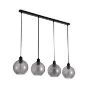 Radiance - Matt Black 4 Light over Island Fitting with Smoked Swirled Glass image