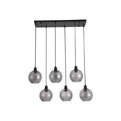Radiance - Matt Black 6 Light over Island Fitting with Smoked Swirled Glass
