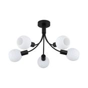 Nova - Black 5 Light Semi Flush with Decorative Opal Glass image