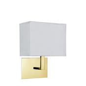Hotel - Satin Brass Wall Lamp with White Fabric Shade image