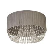 Bellano - Chrome 5 Light Flush with Grey Fabric Shade &amp; Crystal image