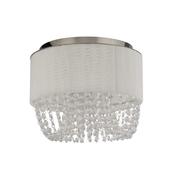 Bellano - Chrome 3 Light Flush with White Fabric Shade &amp; Crystal image