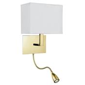 Hotel - Satin Brass Mother &amp; Child LED Wall Lamp with White Shade image