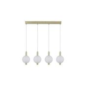 Luminique - Satin Brass 4 Light LED over Island Fitting with White Ribbed Glass image